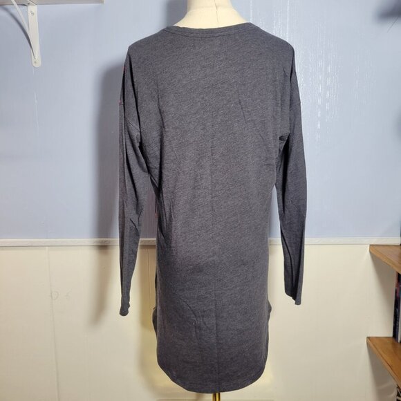 Victoria's Secret Extra Small Gray Pink Stars Longsleeve Tunic Sleep Shirt - Picture 7 of 9